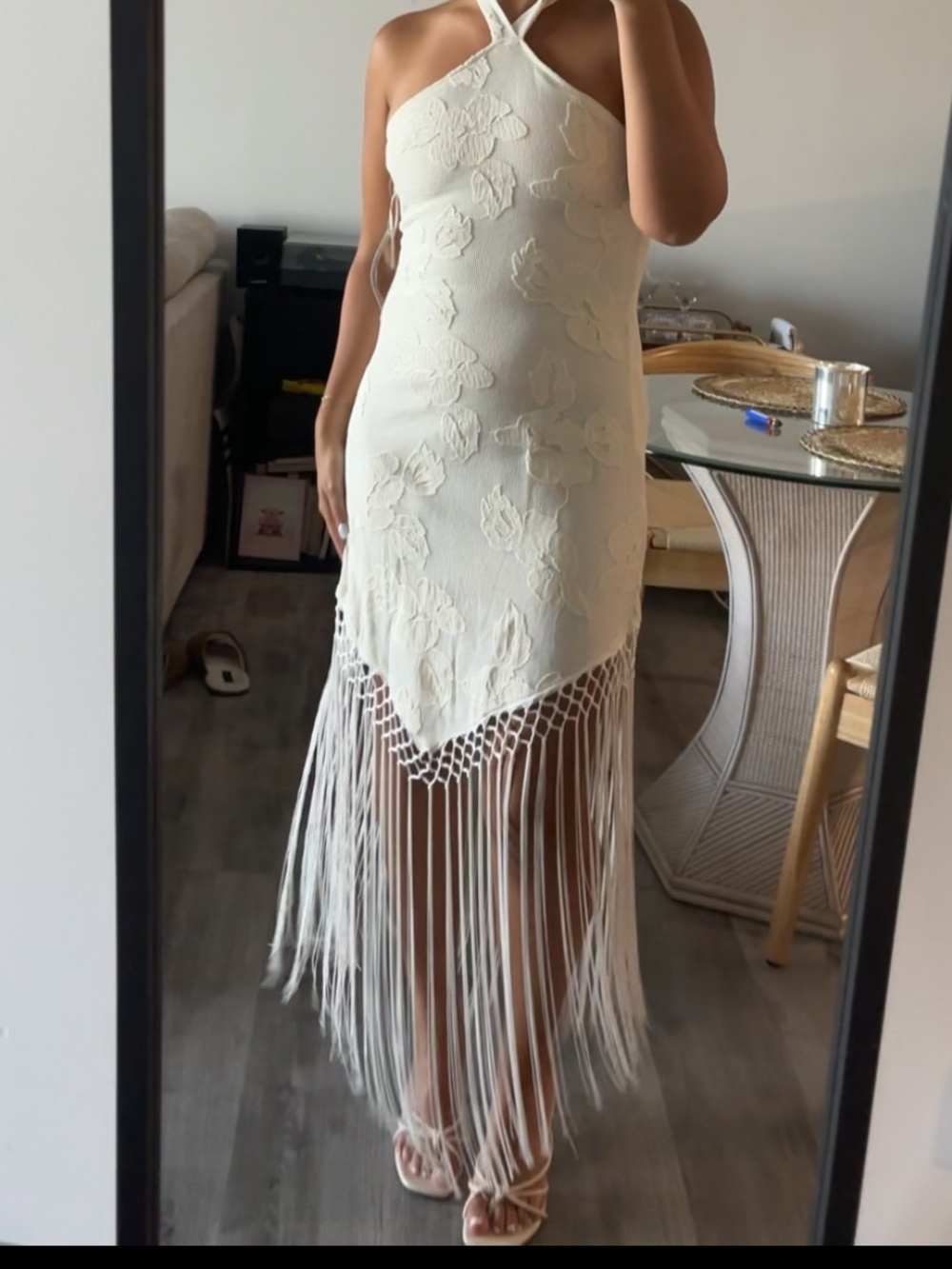 12th Tribe Cream Fringe Halter Dress - Picture 4 of 4